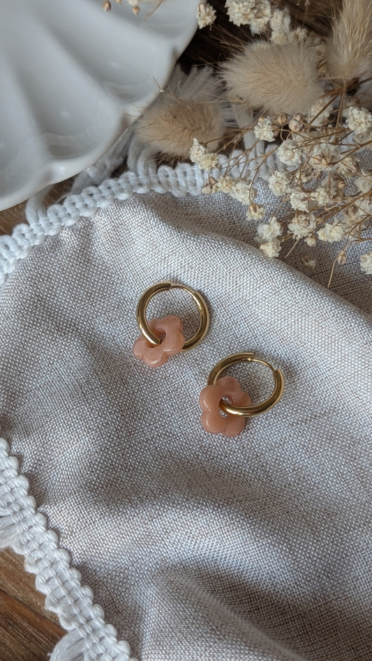 Boucles d'oreilles Méli Mélo "Fleurette" - Pêche
