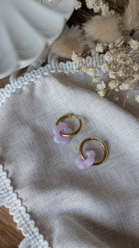 Boucles d'oreilles Méli Mélo "Fleurette" - Parme