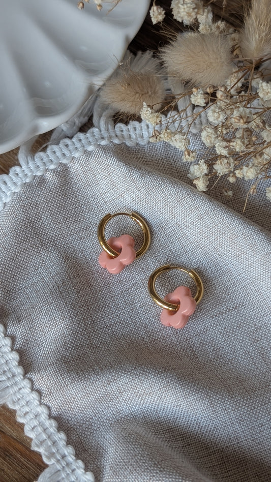 Boucles d'oreilles Méli Mélo "Fleurette" - Pêche brillant