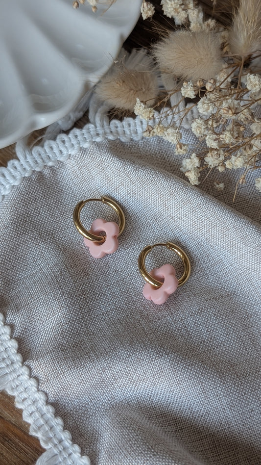 Boucles d'oreilles Méli Mélo "Fleurette" - Pêche mat