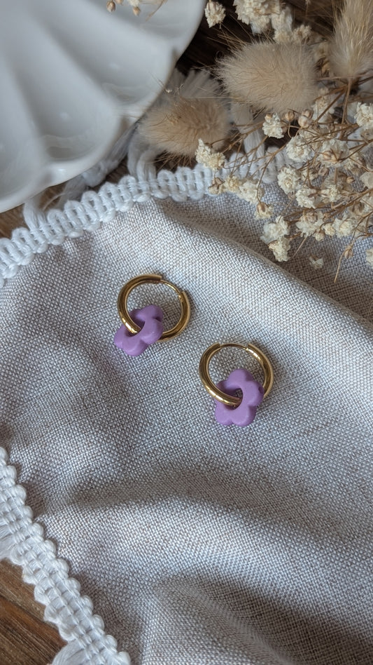 Boucles d'oreilles Méli Mélo "Fleurette" - Lavande mat
