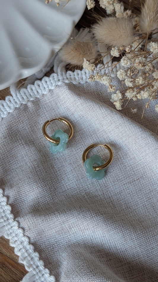 Boucles d'oreilles Méli Mélo "Fleurette" - Sauge