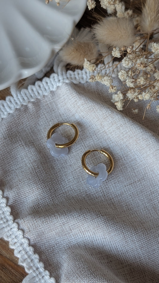 Boucles d'oreilles Méli Mélo "Fleurette" - Gris transparent
