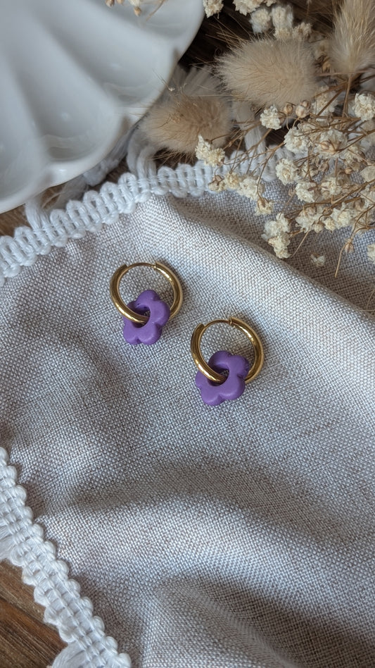 Boucles d'oreilles Méli Mélo "Fleurette" - Ultra violet mat