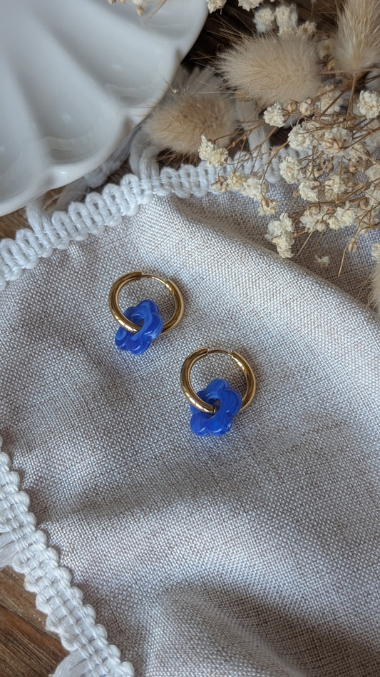 Boucles d'oreilles Méli Mélo "Fleurette" - Bleu royal
