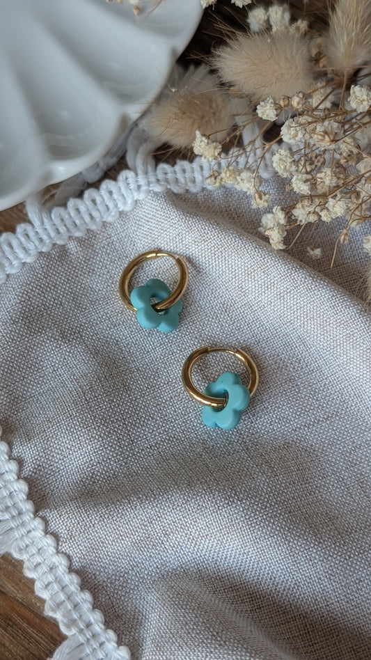 Boucles d'oreilles Méli Mélo "Fleurette" - Turquoise mat