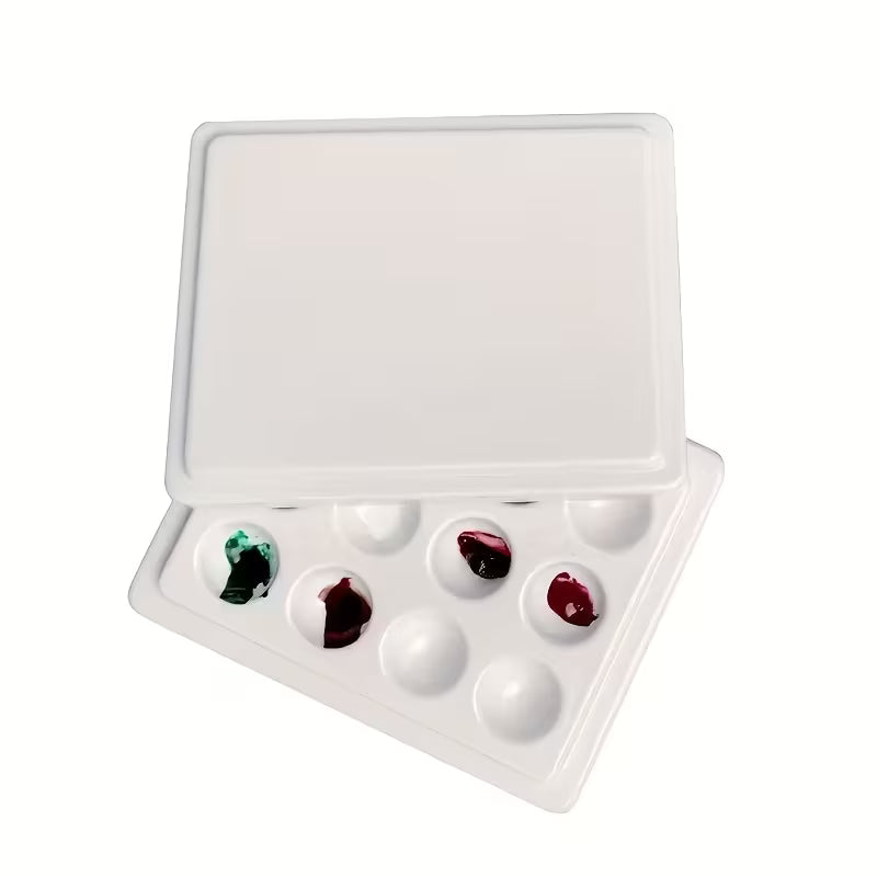 Palette de peinture rectangulaire en céramique avec couvercle – 12 alvéoles
