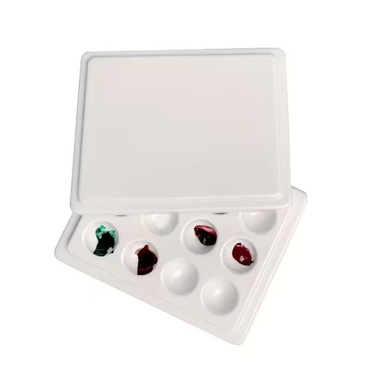 Palette de peinture rectangulaire en céramique avec couvercle – 12 alvéoles
